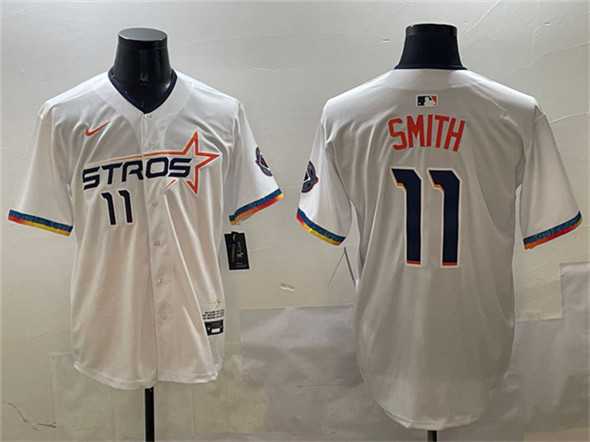 Mens Houston Astros #11 Cam Smith White 2025 City Connect Limited Stitched Jersey